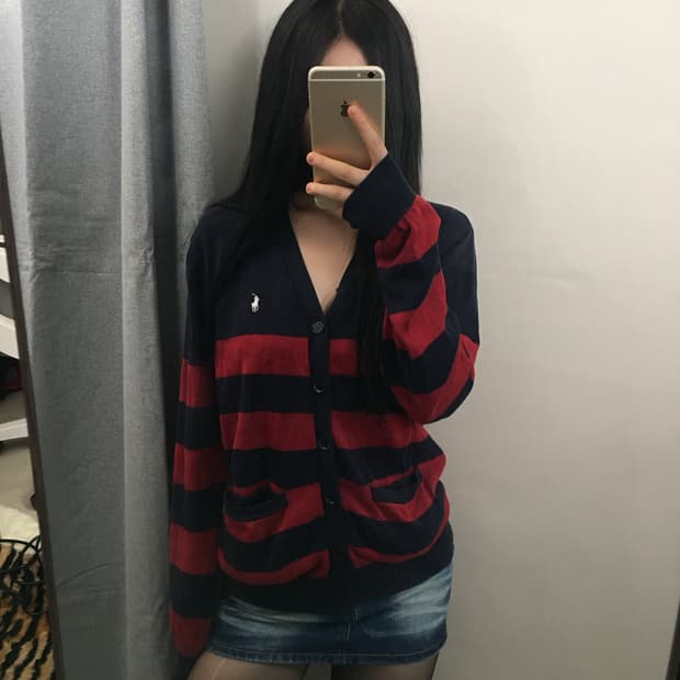 [정품]폴로 랄프로렌 네이비 스트라이프 가디건 S
