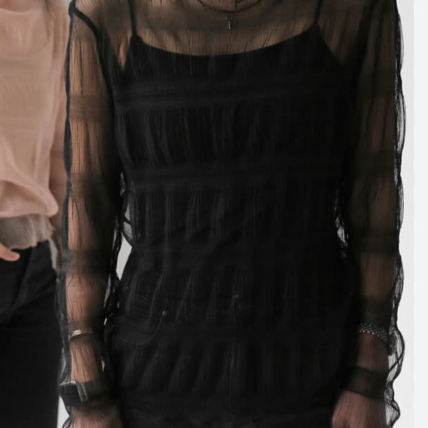 케임어폰 sheer ruched top 시스루탑 (그린)