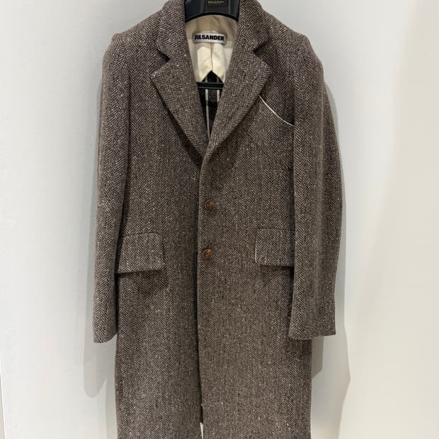 [38IT=44-55] 질샌더 캐시미어 헤링본 코트