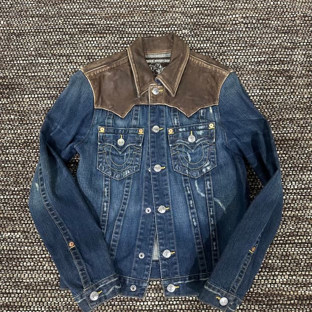 트루릴리젼 지미 레더 데님자켓 m