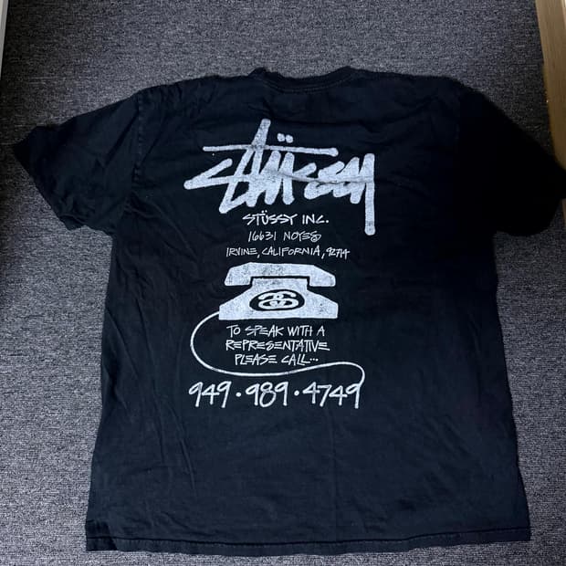 스투시(Stussy) 올드폰 피그먼트 다이드 블랙 티셔츠 XL
