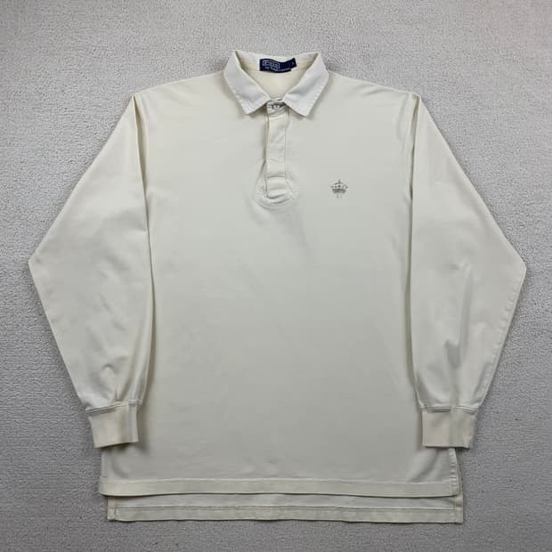 폴로 랄프로렌 크라운 로고 럭비 티셔츠 아이보리