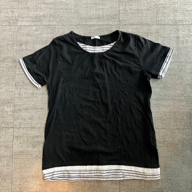 일본빈티지 Cinemaclub 하구미모리걸 할메카지 레이어드 반팔티셔츠