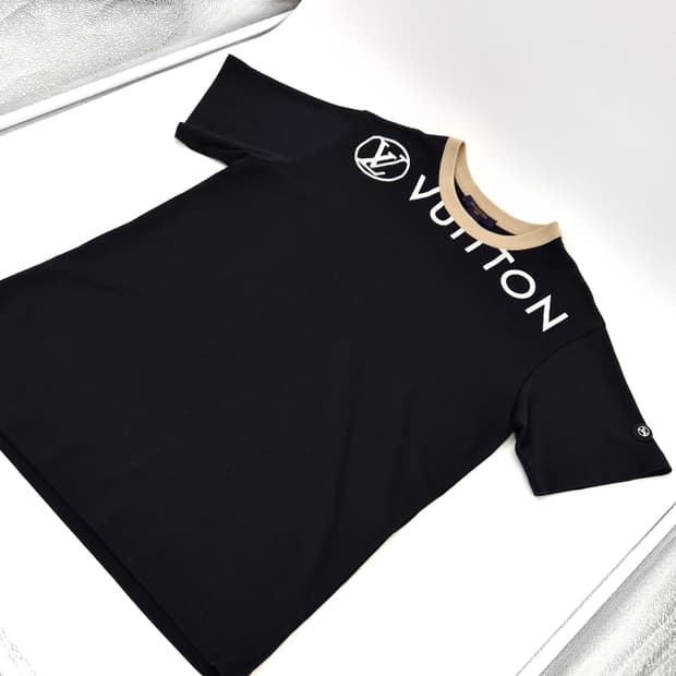 루이비통 LV 써클 로고 레터링 반팔 티셔츠 블랙 XS