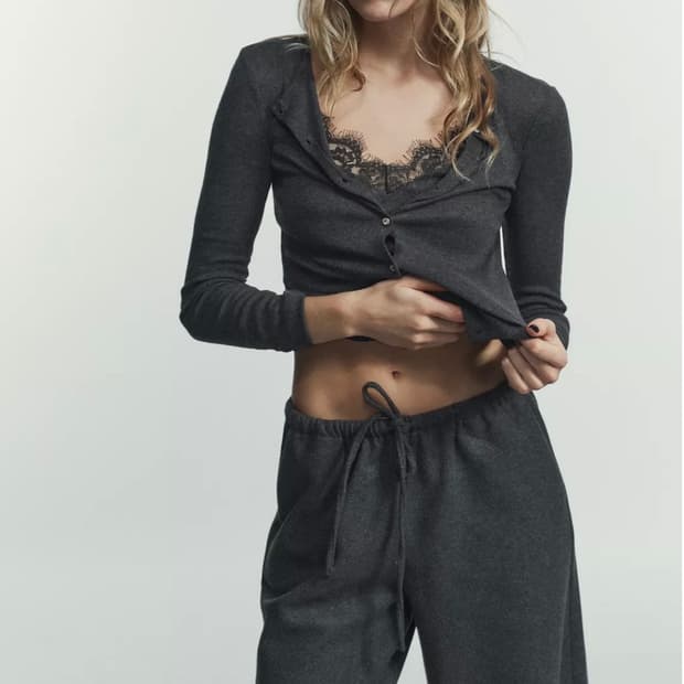 자라 레이스 콤비 탑 재킷 가디건 (먹색/S 사이즈)