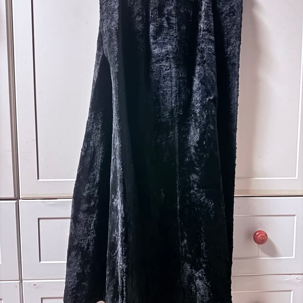 블랙 퍼 롱 스커트