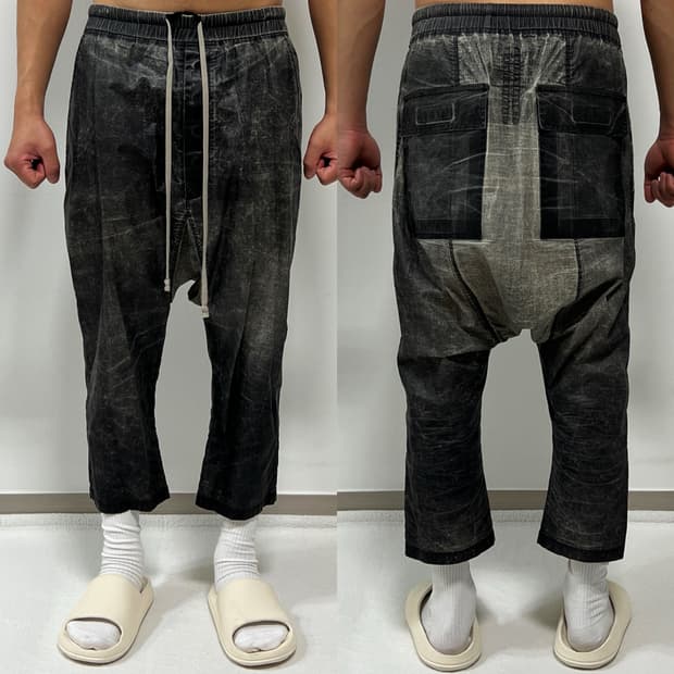 릭오웬스 17SS 다크쉐도우 로우 크러치 크롭 배기 팬츠 