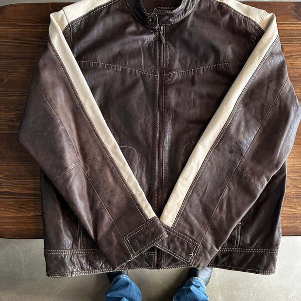 빈티지 리얼 레더 싱글 라이더 자켓