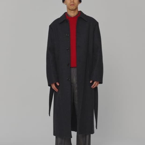 아모멘토 싱글 롱 코트 차콜