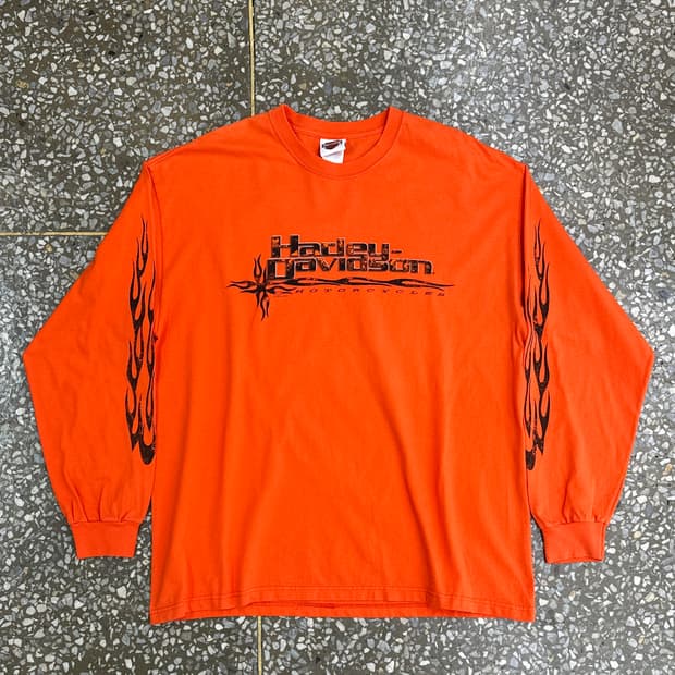 00s USA 할리데이비슨 플레임 롱슬리브 티셔츠 XL