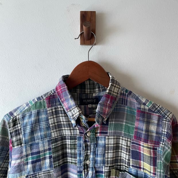 Beams Patchwork Madras Pullover Shirt