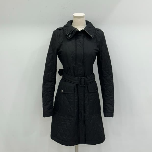 버버리 블랙 롱 퀼팅 코트