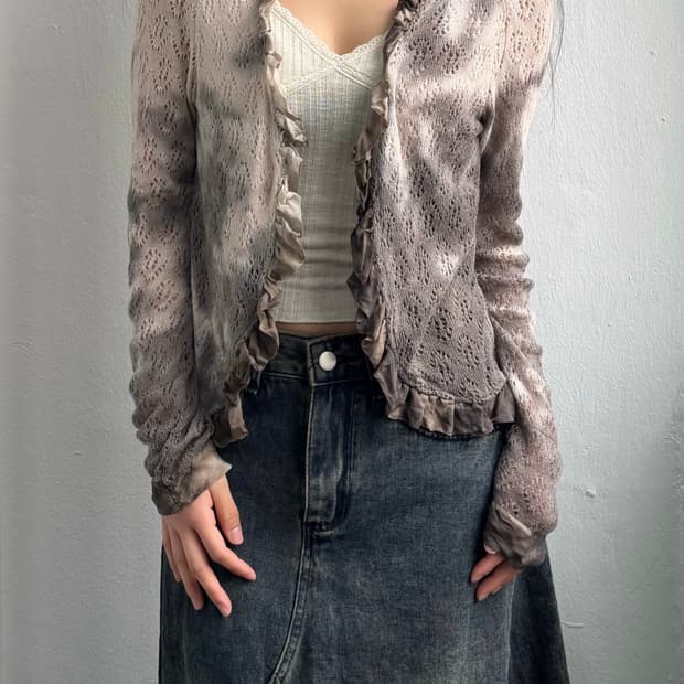 Vintage Frill Trim Cardigan 