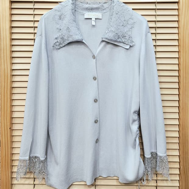 에스까다 레이스믹스 니트블라우스