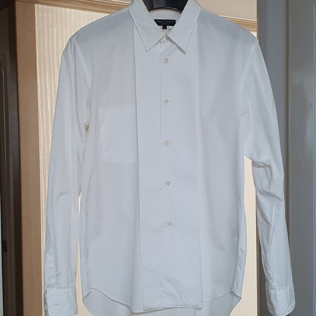 꼼데가르송 옴므플러스 화이트 포플린 핀턱 셔츠 