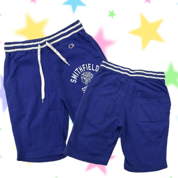 챔피온 Y2K 스트릿 프린팅 레트로 5부 힙합 블루 면 반바지