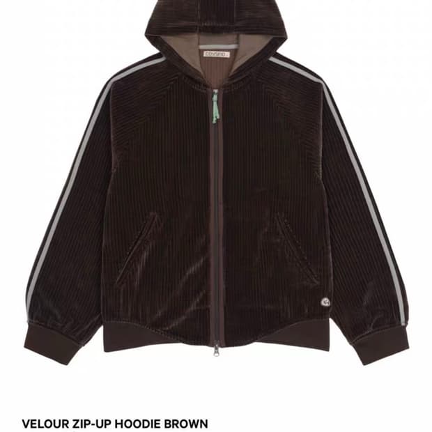 coyseio velour zip up hoodie brown2size