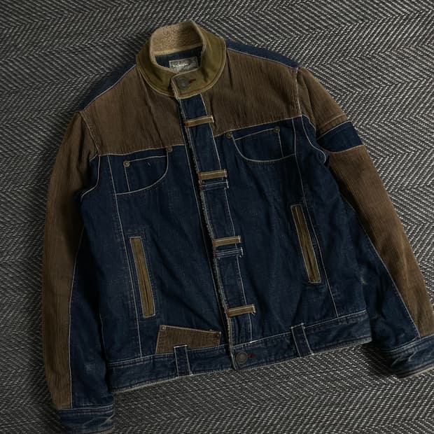 Y2K 빈티지 코듀로이 데님 트러커 워크 자켓y 2425