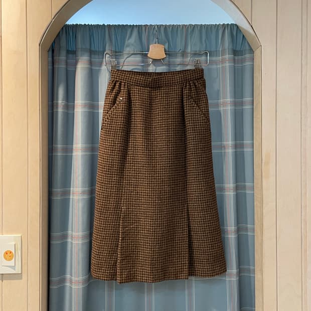 일본빈티지 체크 주머니스커트