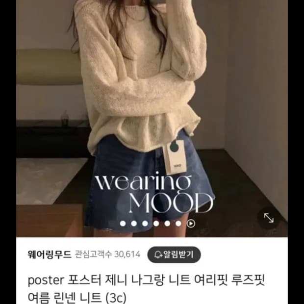 poster 포스터 제니 나그랑 여름 시스루 그물 니트