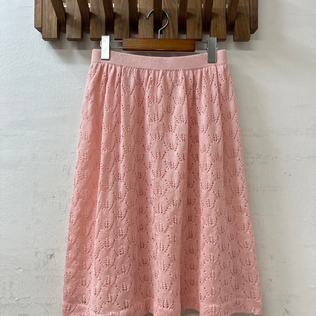 일본빈티지 펀칭 플라워 패턴 밴딩 스커트