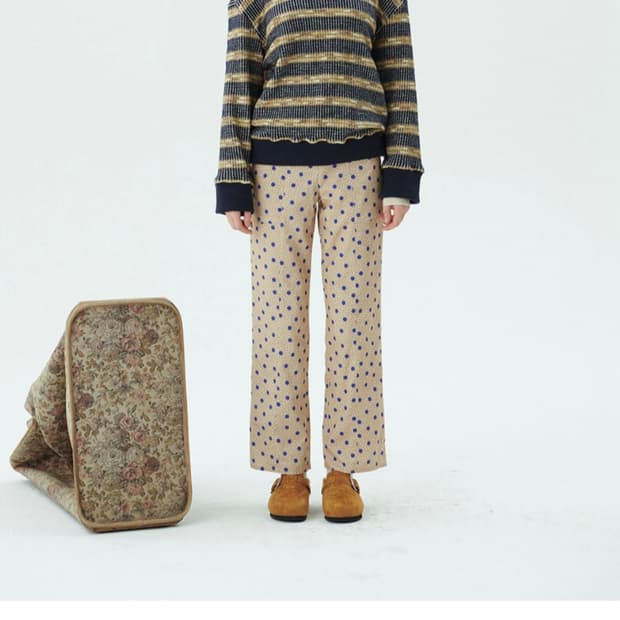 준준스페이스 플로럴 코듀로이 팬츠