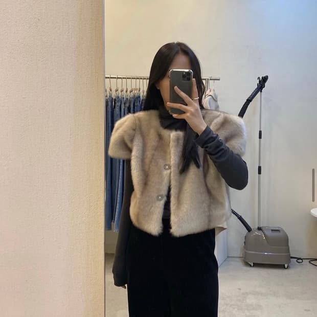 반팔퍼자켓 베이지