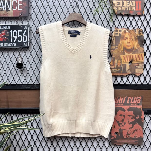 폴로 랄프로렌 베스트 네이비 포니 로고 포인트 화이트