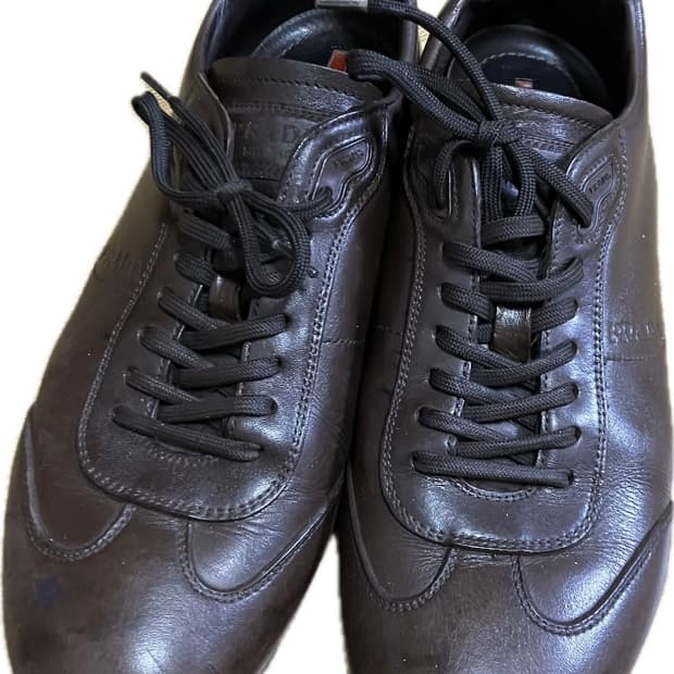 프라다 스포츠 레더 브라운 스니커즈