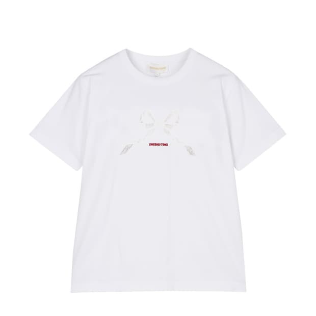 [6사이즈,새상품] 슈슈통 레이스 리본 반팔티셔츠