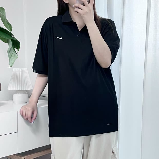 [정품] 나이키 블랙 드라이핏 스우시 반팔카라티 [ XL ]