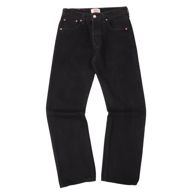 리바이스 501 블랙 스트레이트 레그 버튼플라이 데님팬츠