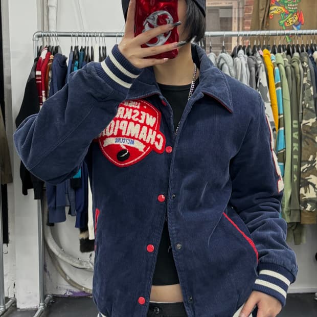 For The Boys 코듀로이 패치워크 바시티