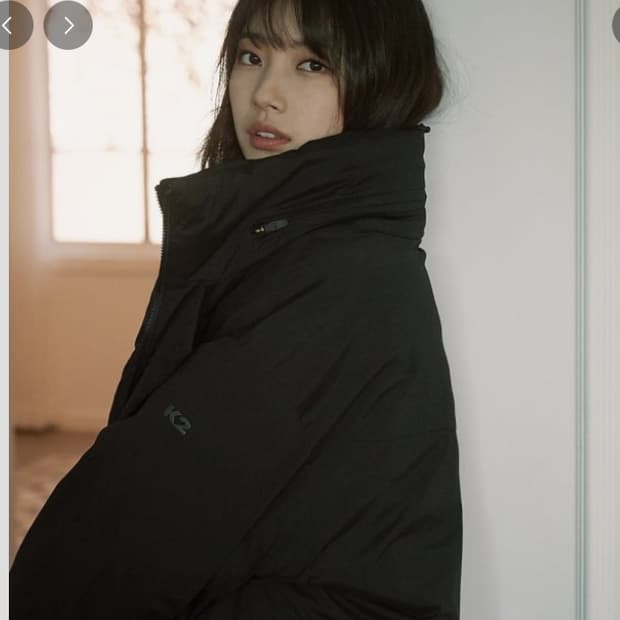 수지 착용 k2 씬에어 패딩