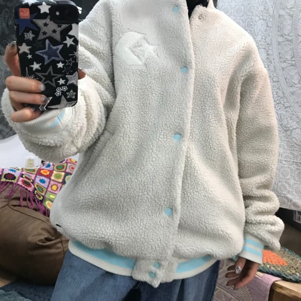 컨버스 후리스 블루종 자켓 