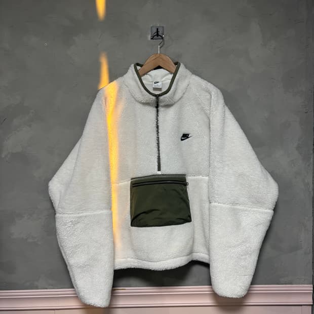3XL 나이키 풀오버 플리스 자켓 화이트 카키
