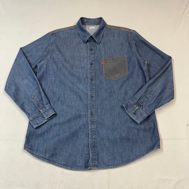 XL) 리바이스 코듀로이 패치 청 데님 셔츠