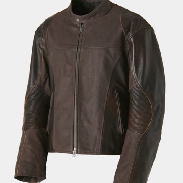 MIXED EMBROIDER BIKER JUMPER (DARKBROWN)