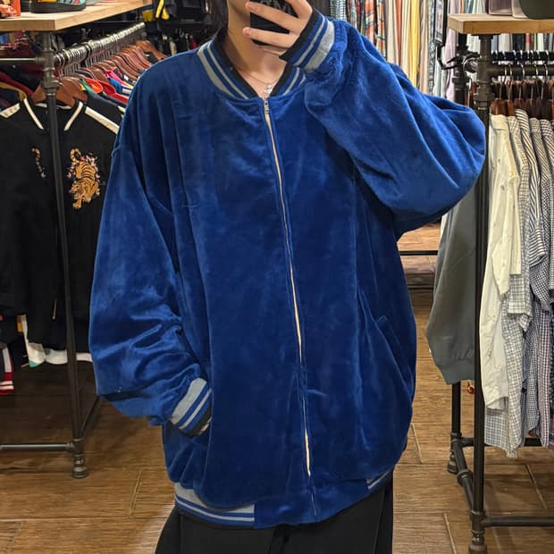 [HI] vtg 벨로아 벨벳 져지 블루