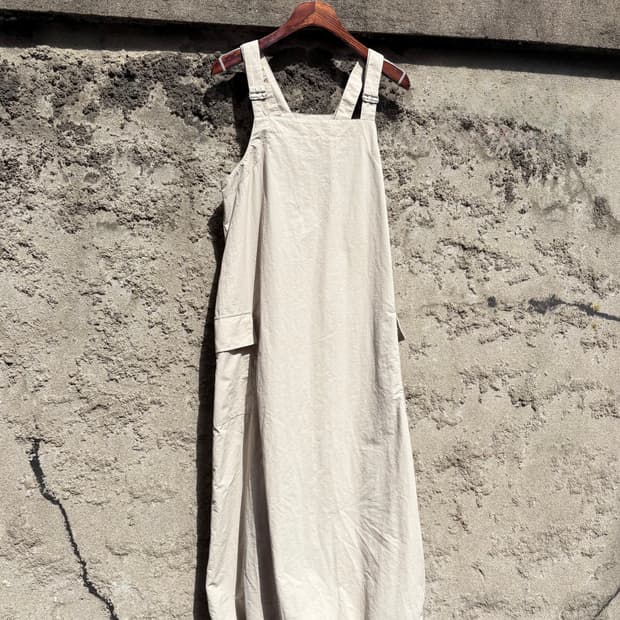 바스락 스트링 벌룬 멜빵 오버롤 원피스 JPN