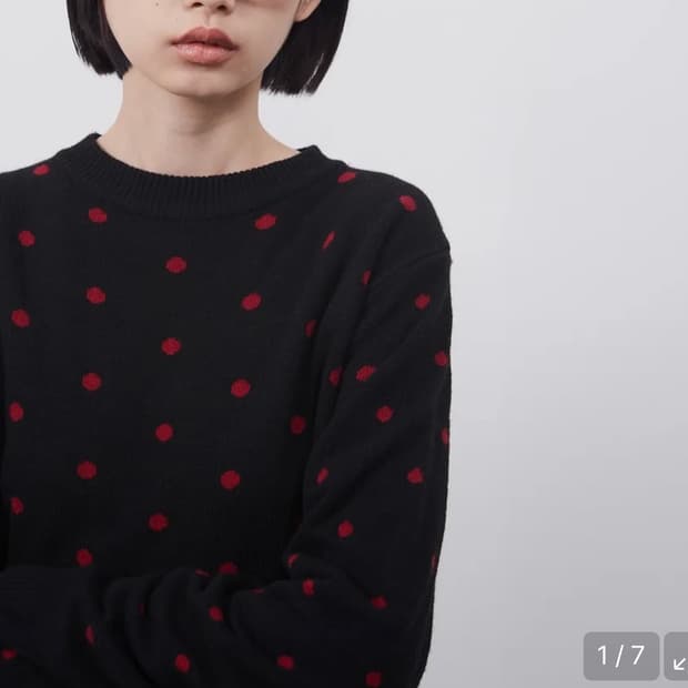 오헤시오 cashmere dot knit, black red