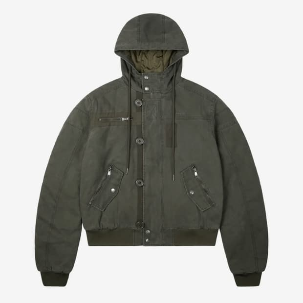 Button Placket Cotton Ma-1 Jacket Khaki