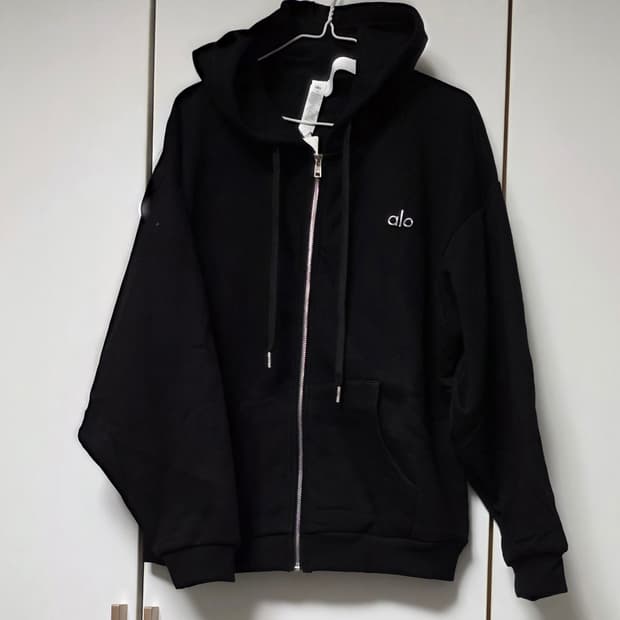 알로 블랙 후드 집업 여성용 사이즈 L