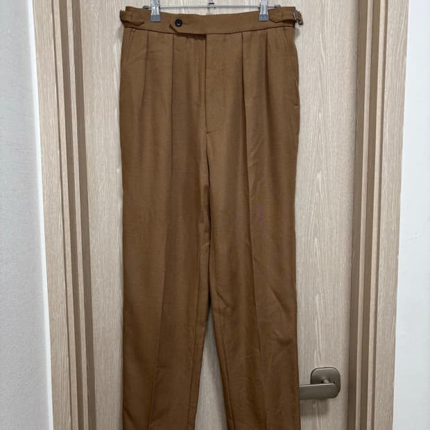 23FW)수트서플라이 Mira 투턱 사이드벨트 울 팬츠46(30)/브라운