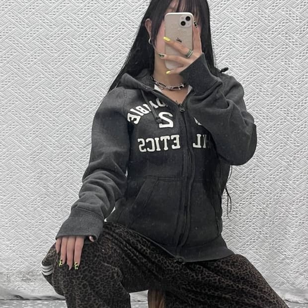 아베크롬비 Y2K 스펠로고 기모 후드 집업 L C07565