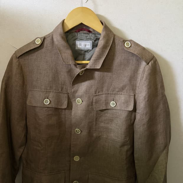 브루넬로 쿠치넬리 린넨 견장 셔츠 자켓 46 (95)