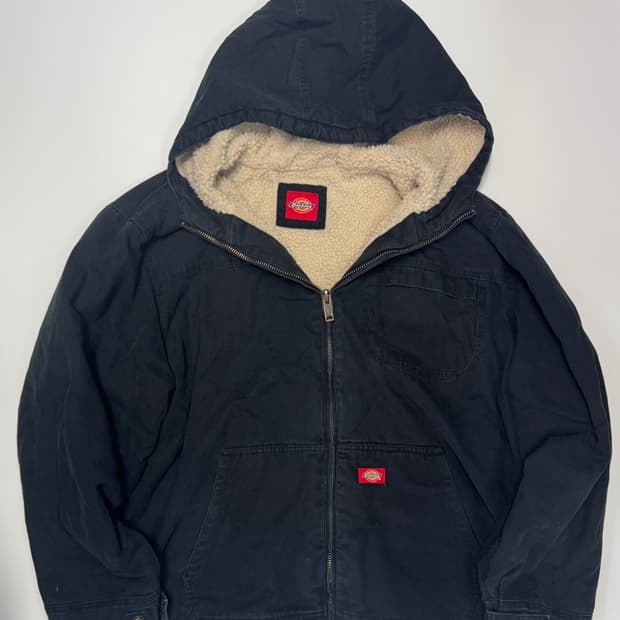 디키즈 테크포켓 쉐르파 올블랙 후드 워크 자켓 3XL