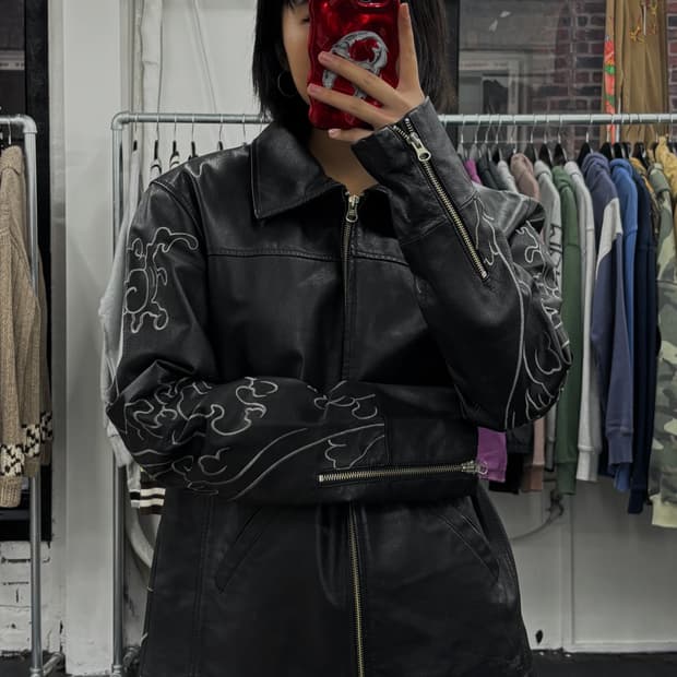 카라쿠리 타마시 오리엔탈 잉어 레더자켓