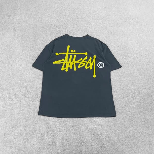 스투시 Stussy 00s 베이직 로고 반팔 티셔츠 피그먼트 그레이