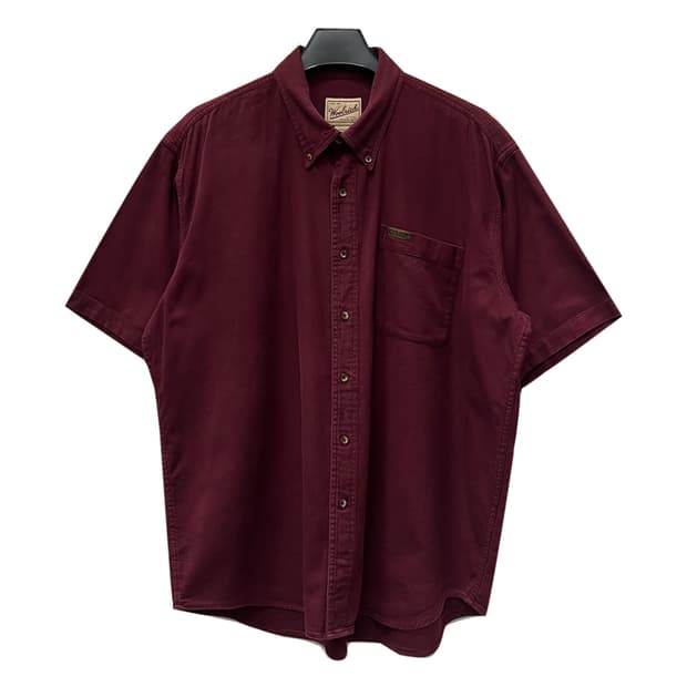 90s Woolrich 울리치 버튼 다운 버건디 반팔 셔츠 XL